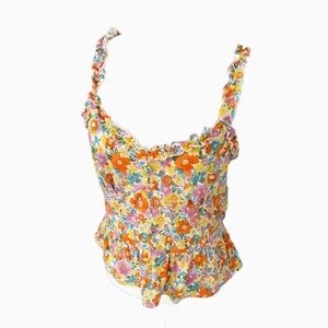 Fifty Street Yellow Floral Tank Top size Medium